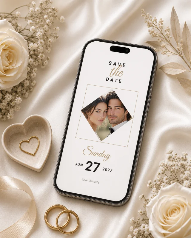 Ηλεκτρονικά προσκλητήρια γάμου — σχέδιο Wedding Save the Date